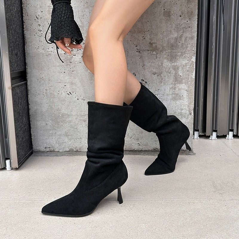 Bottines chics mi-mollet à talons aiguilles