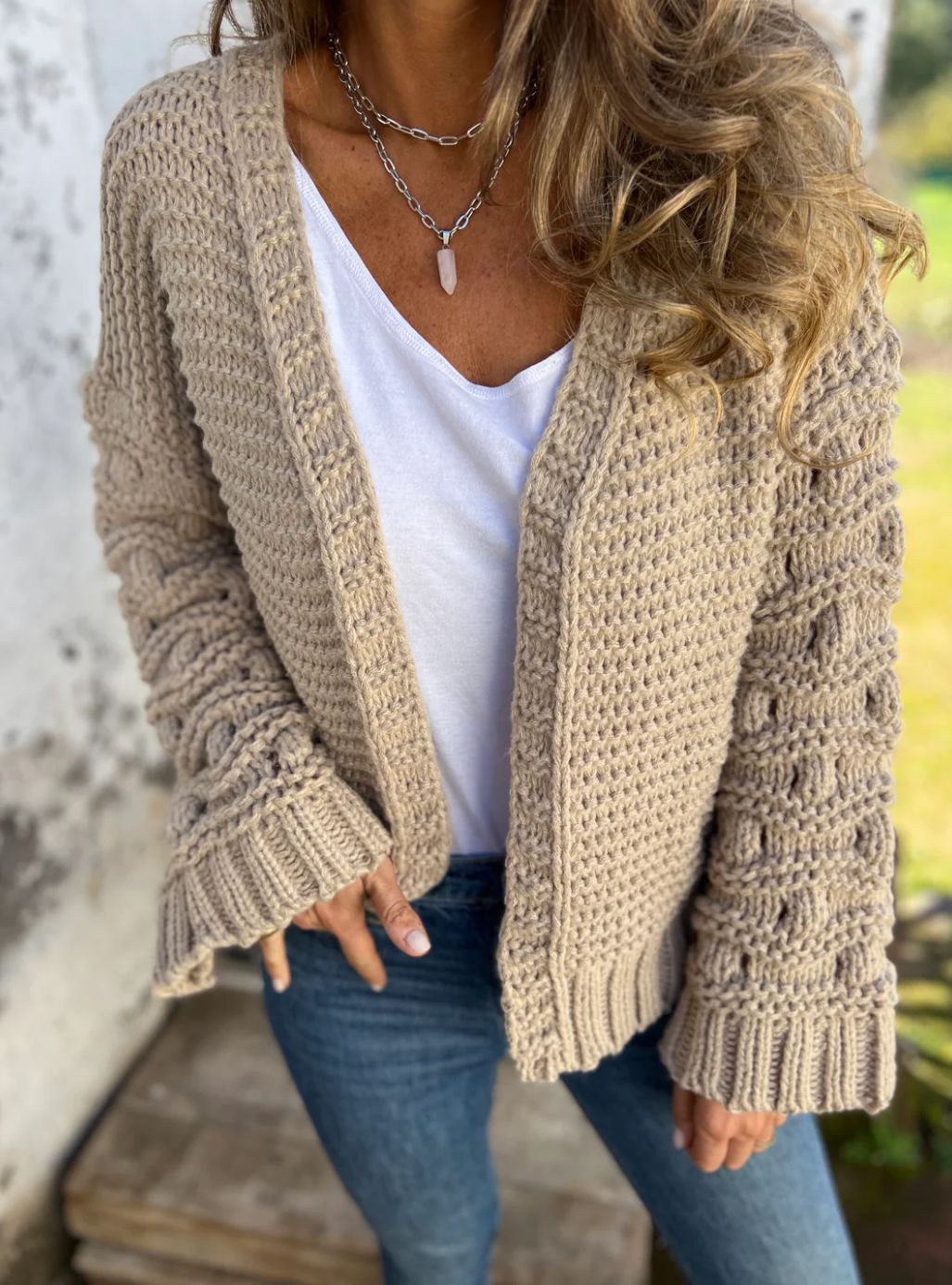 Cardigan d'hiver uni tendance