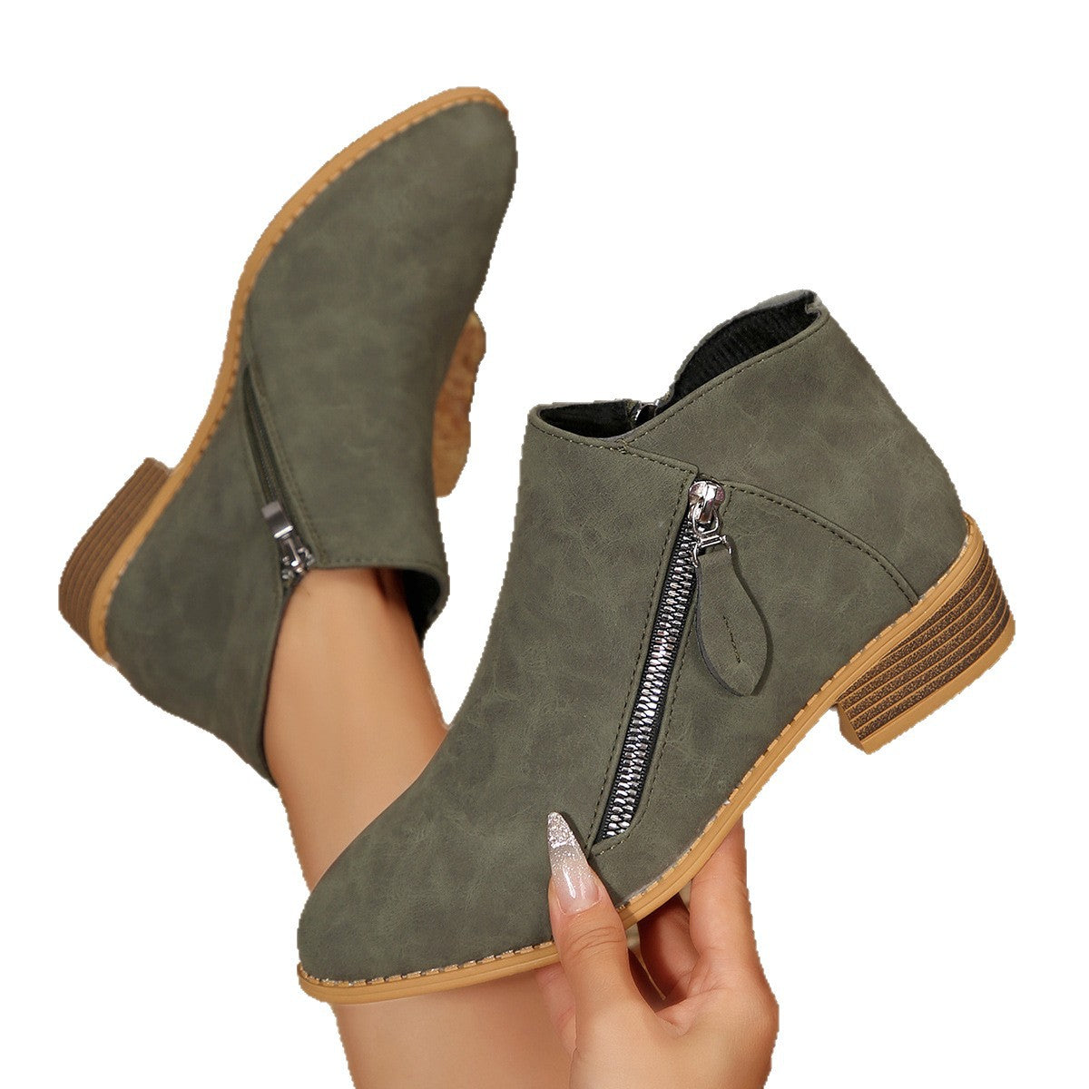 Bottines à talons épais et bout pointu