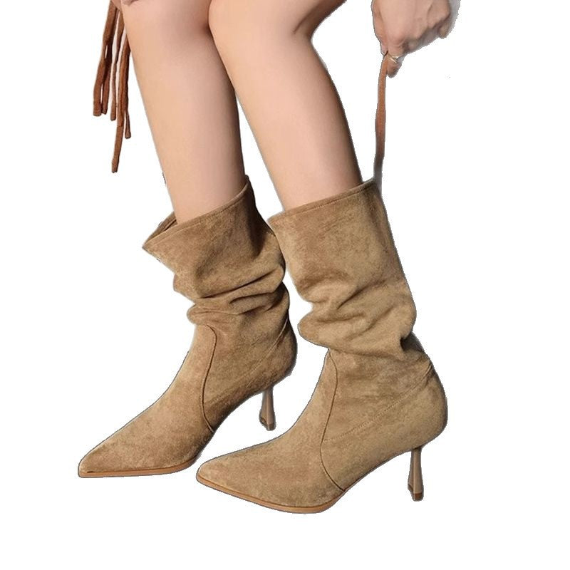 Bottines chics mi-mollet à talons aiguilles