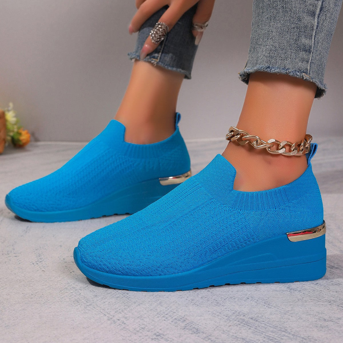 Chaussures à semelle épaisse en maille Flyknit