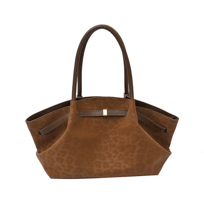 Retro Suede Tote Handbag Commuter Shoulder Bag