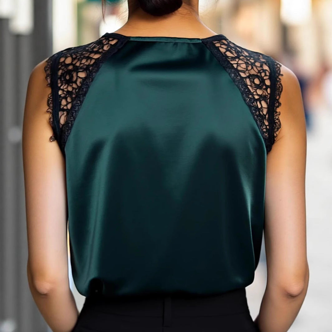 Nouveau gilet élégant patchwork de dentelle