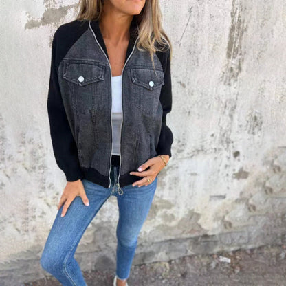 Veste décontractée en jean patchwork