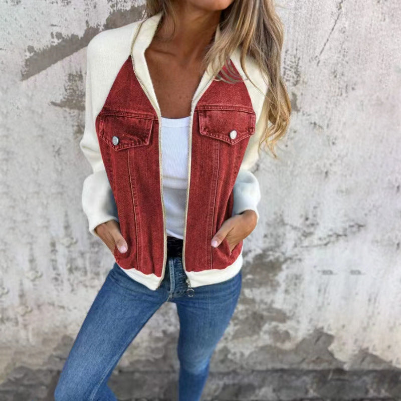 Veste décontractée en jean patchwork