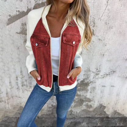 Veste décontractée en jean patchwork