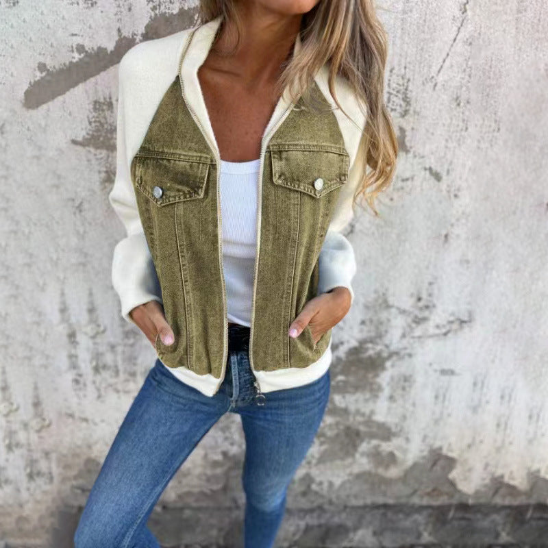 Veste décontractée en jean patchwork