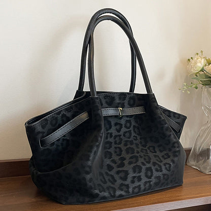 Retro Suede Tote Handbag Commuter Shoulder Bag