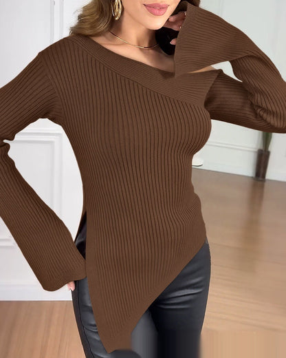Haut en tricot ajouré asymétrique