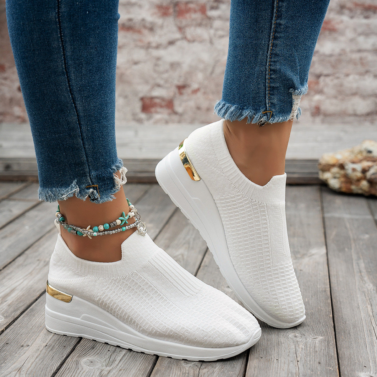 Chaussures à semelle épaisse en maille Flyknit