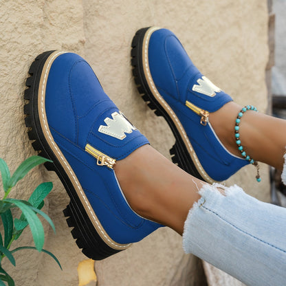 Mocassins éclair latérale et semelle plateforme épaisse