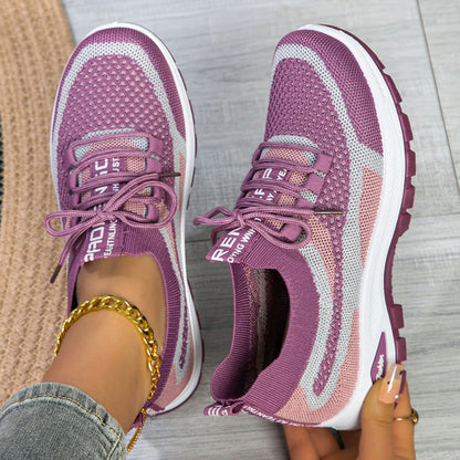 Women's Sporty Flyknit Mesh Shoes Low-cut Lightweight Casual And Versatile