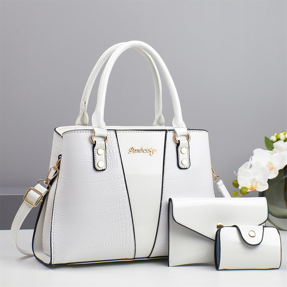 Ensemble trois pièces de sacs à imprimé poisson