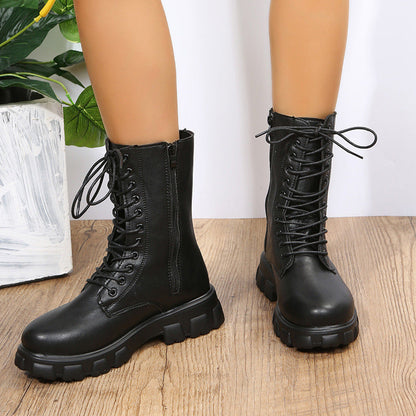 Bottines blanches à bout rond