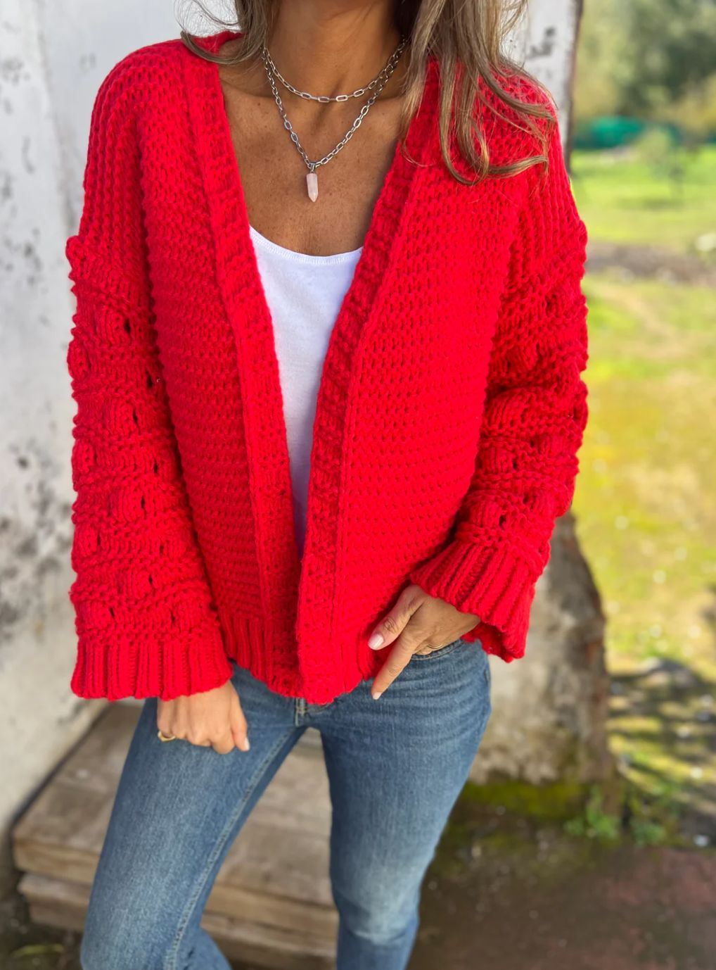 Cardigan d'hiver uni tendance