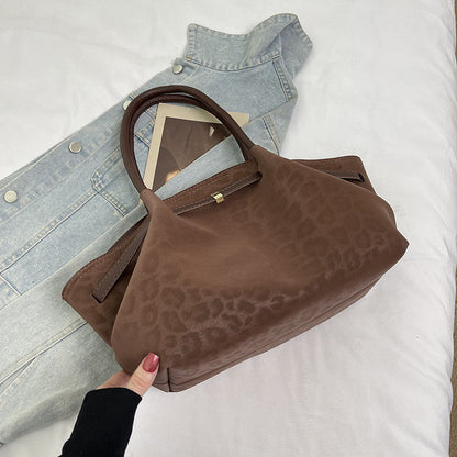 Retro Suede Tote Handbag Commuter Shoulder Bag