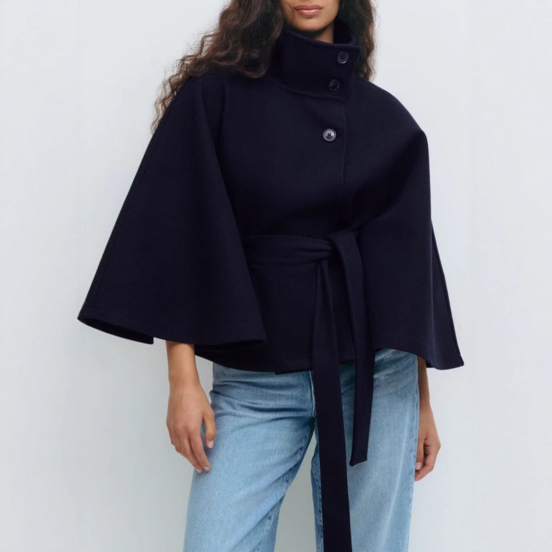 Manteau chauve-souris avec ceinture tendance