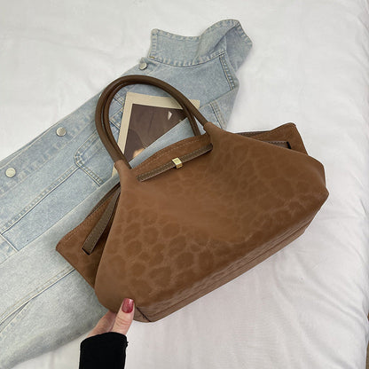 Retro Suede Tote Handbag Commuter Shoulder Bag