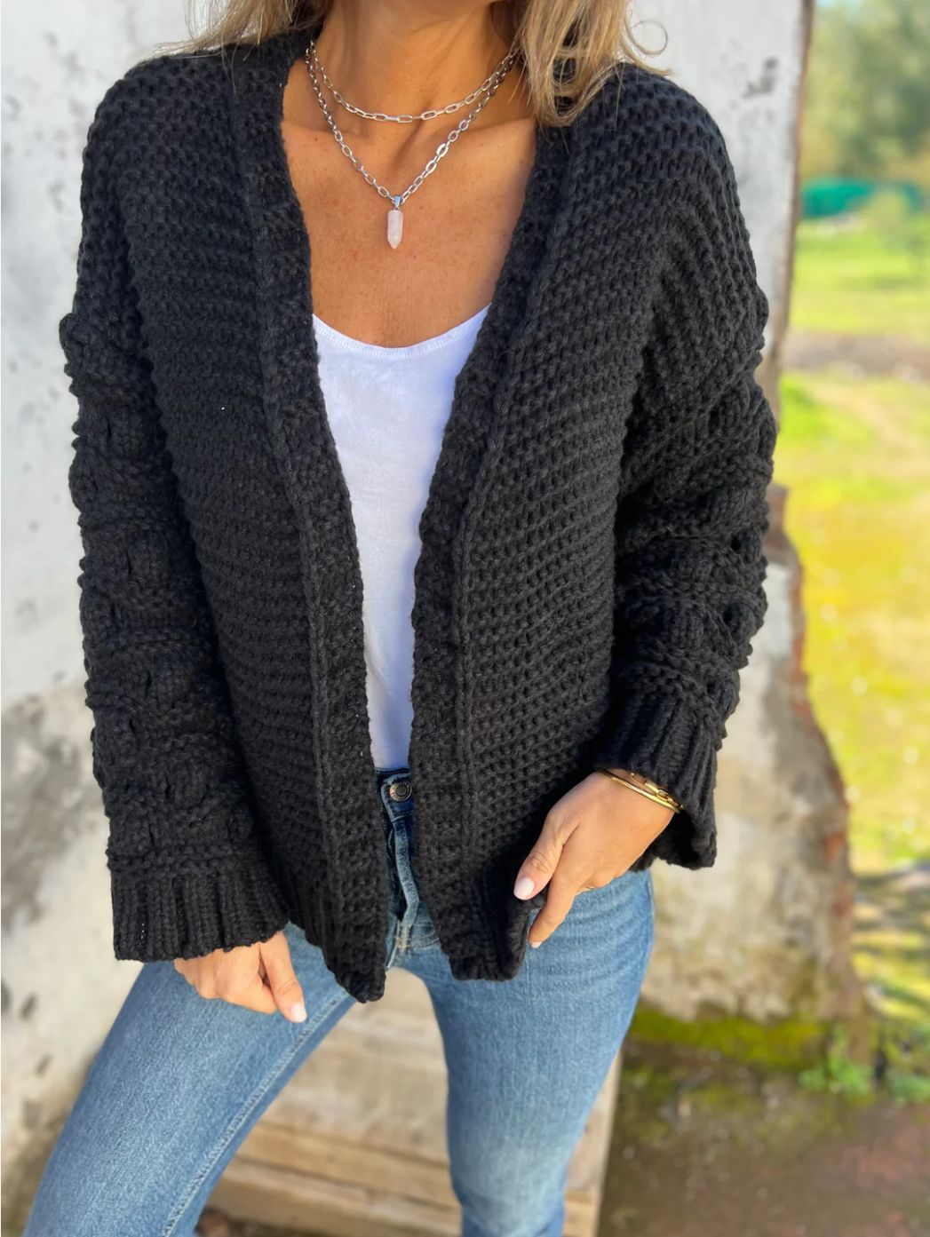 Cardigan d'hiver uni tendance