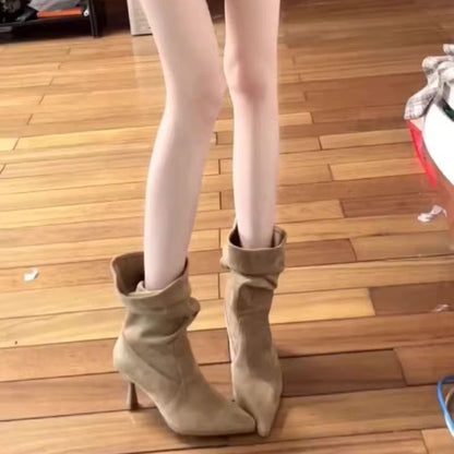 Bottines chics mi-mollet à talons aiguilles