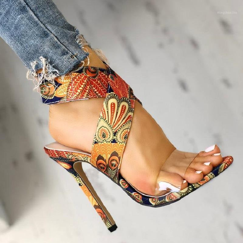 Sandales imprimées tendance à talons aiguilles