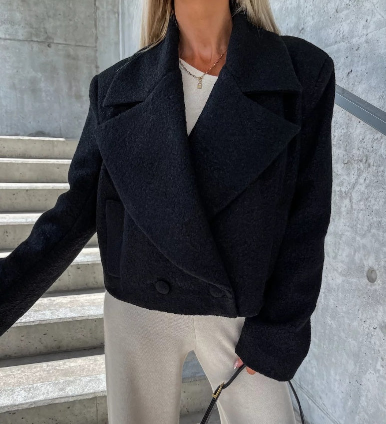Manteau oversize court en laine tendance