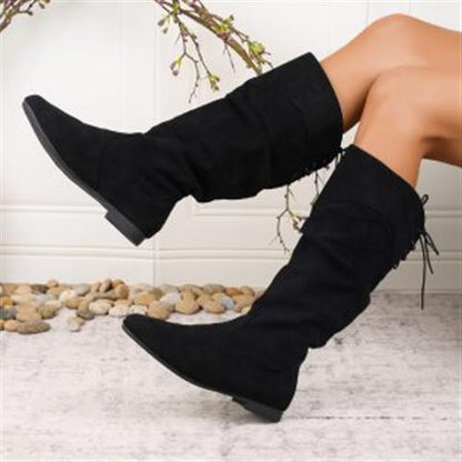 Bottes hautes plissées à talons épais