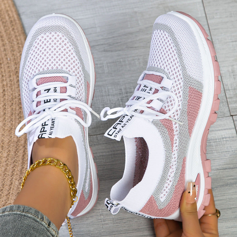 Women's Sporty Flyknit Mesh Shoes Low-cut Lightweight Casual And Versatile