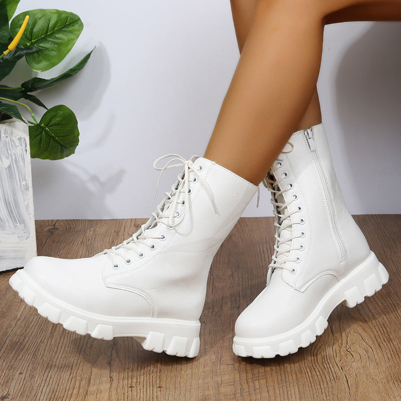 Bottines blanches à bout rond