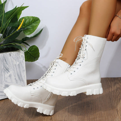 Bottines blanches à bout rond