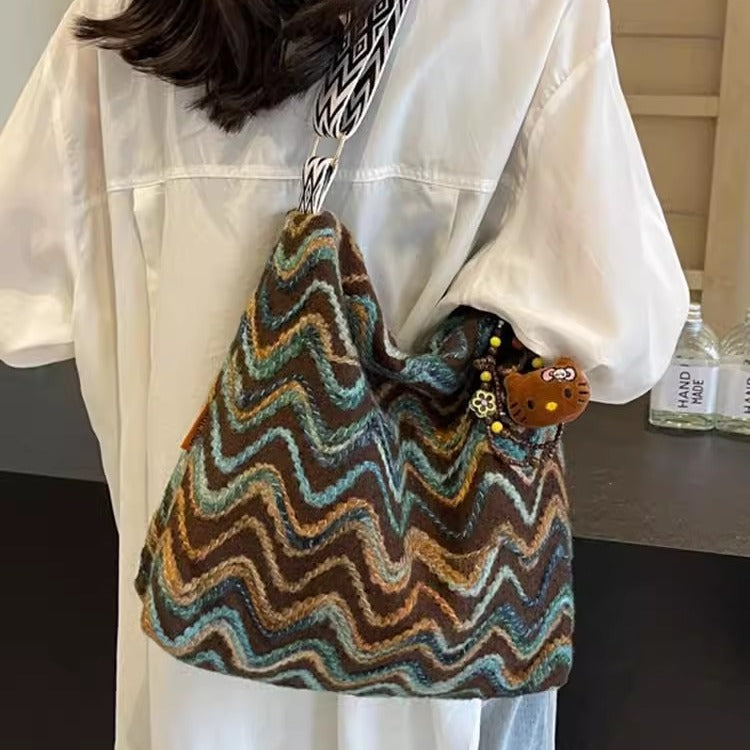 Womens Casual Ethnic-Style Embroidered Crossbody Shoulder Bag