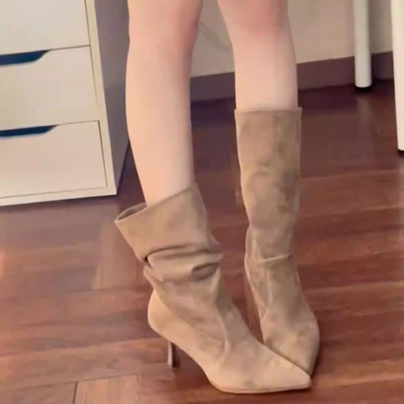 Bottines chics mi-mollet à talons aiguilles