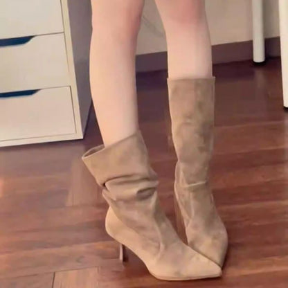 Bottines chics mi-mollet à talons aiguilles