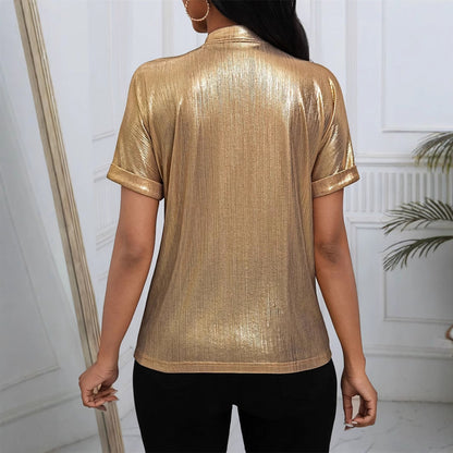 Blouse tendance unie à manches courtes