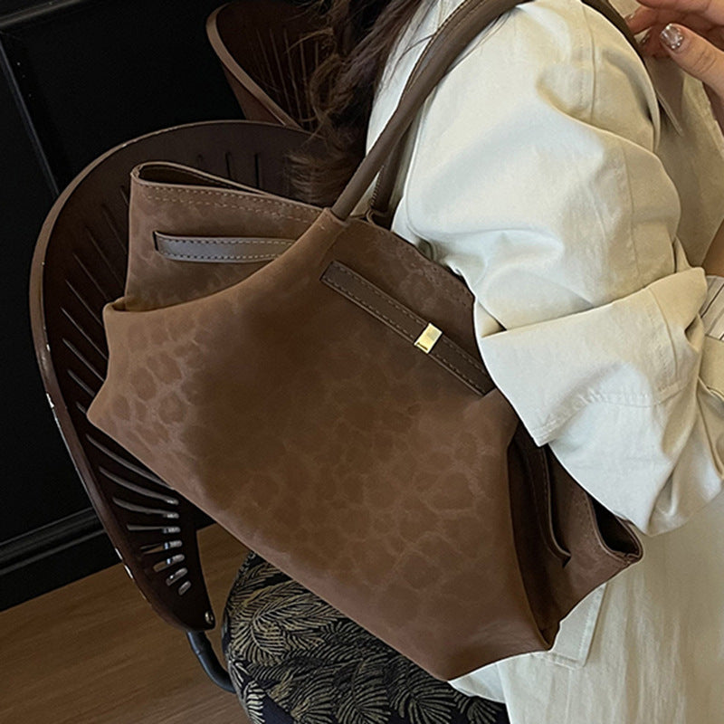 Retro Suede Tote Handbag Commuter Shoulder Bag