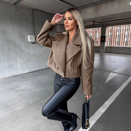Manteau oversize court en laine tendance