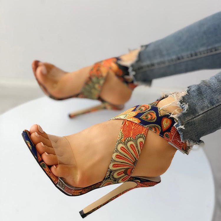 Sandales imprimées tendance à talons aiguilles