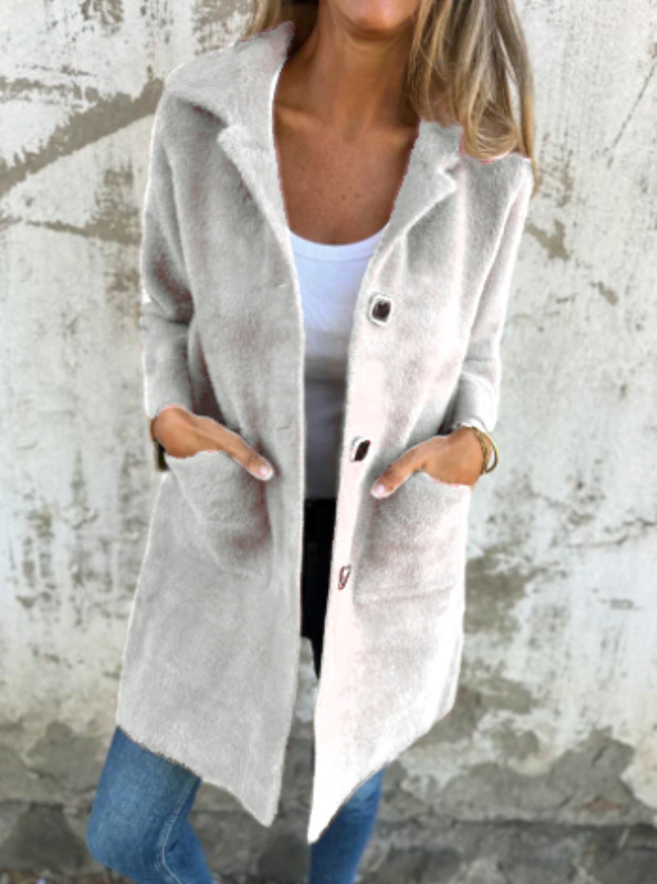 Manteau mi-long à boutonnage simple